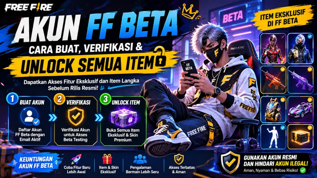 Akun FF Beta | Cara Buat, Verifikasi & Unlock Semua Item