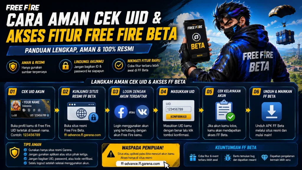 Cara Aman Cek UID dan Akses Fitur Free Fire Beta