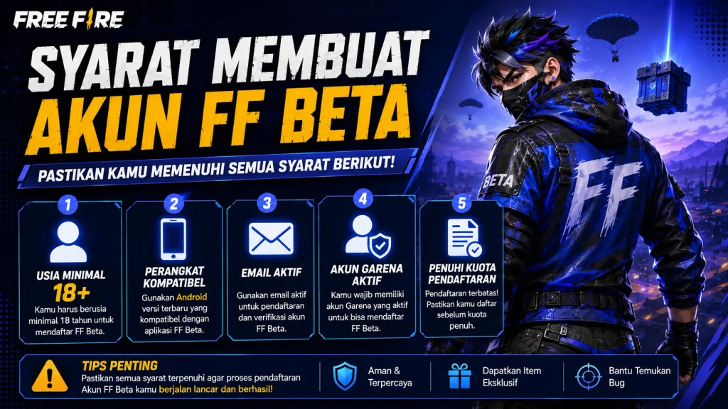 Syarat Membuat/Mendaftar Akun FF Beta